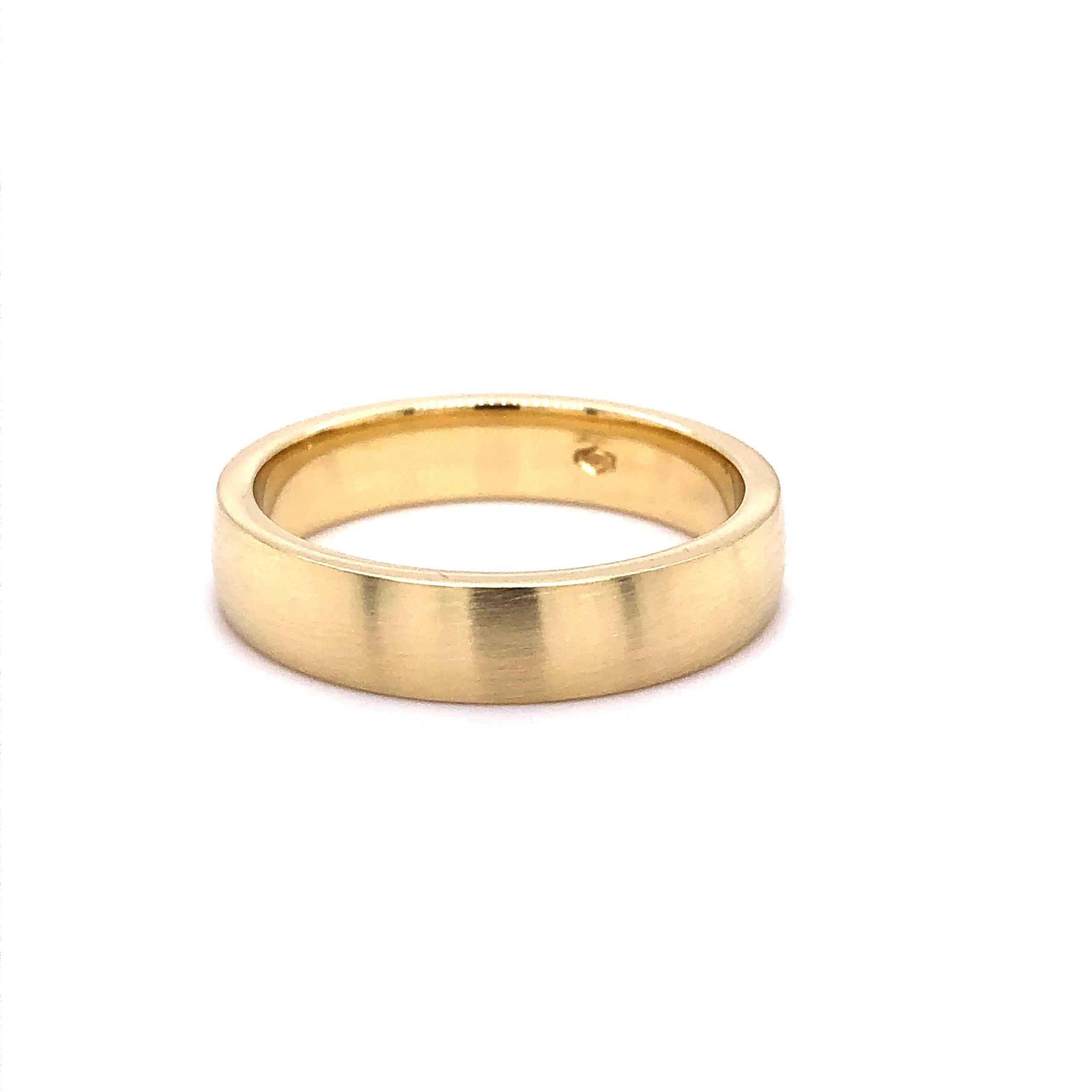 Herenring 14K goud mat 5mm H2mm