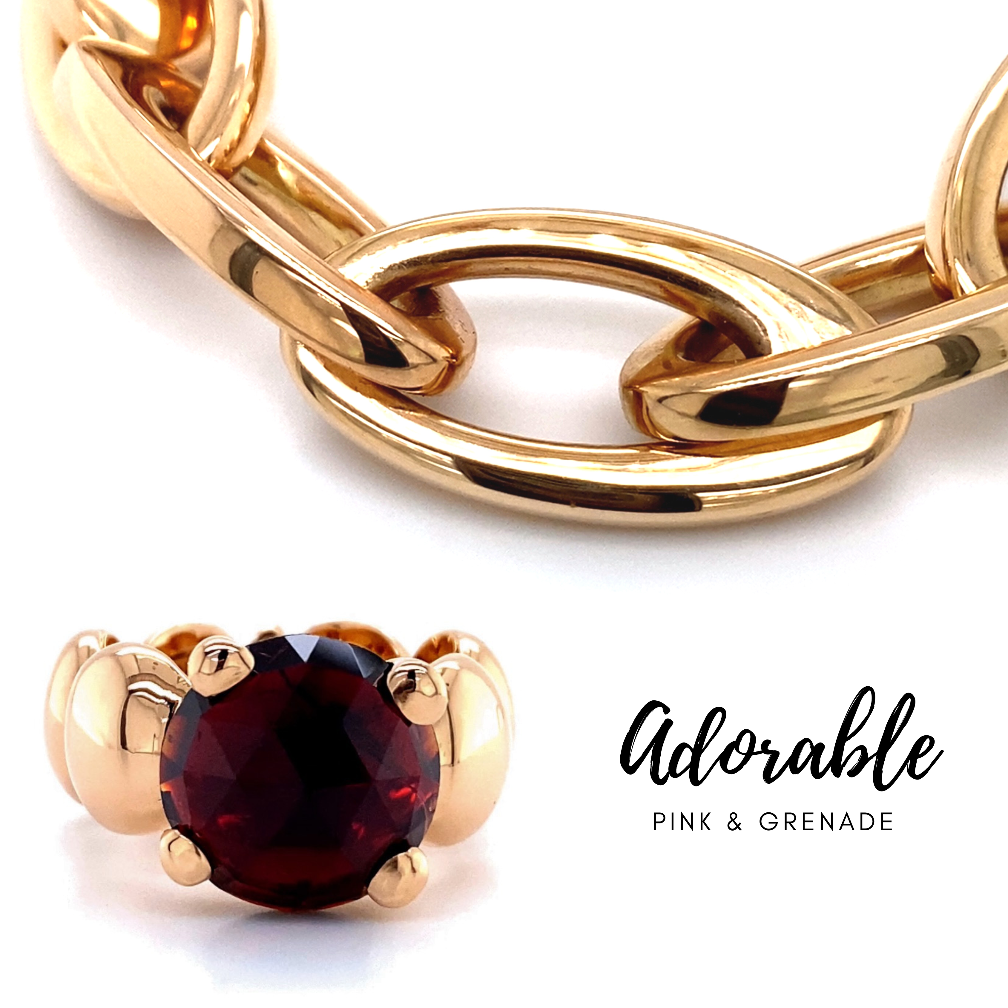 Combinatie: armband en Granaat rosé goud Pigalle Juweliers