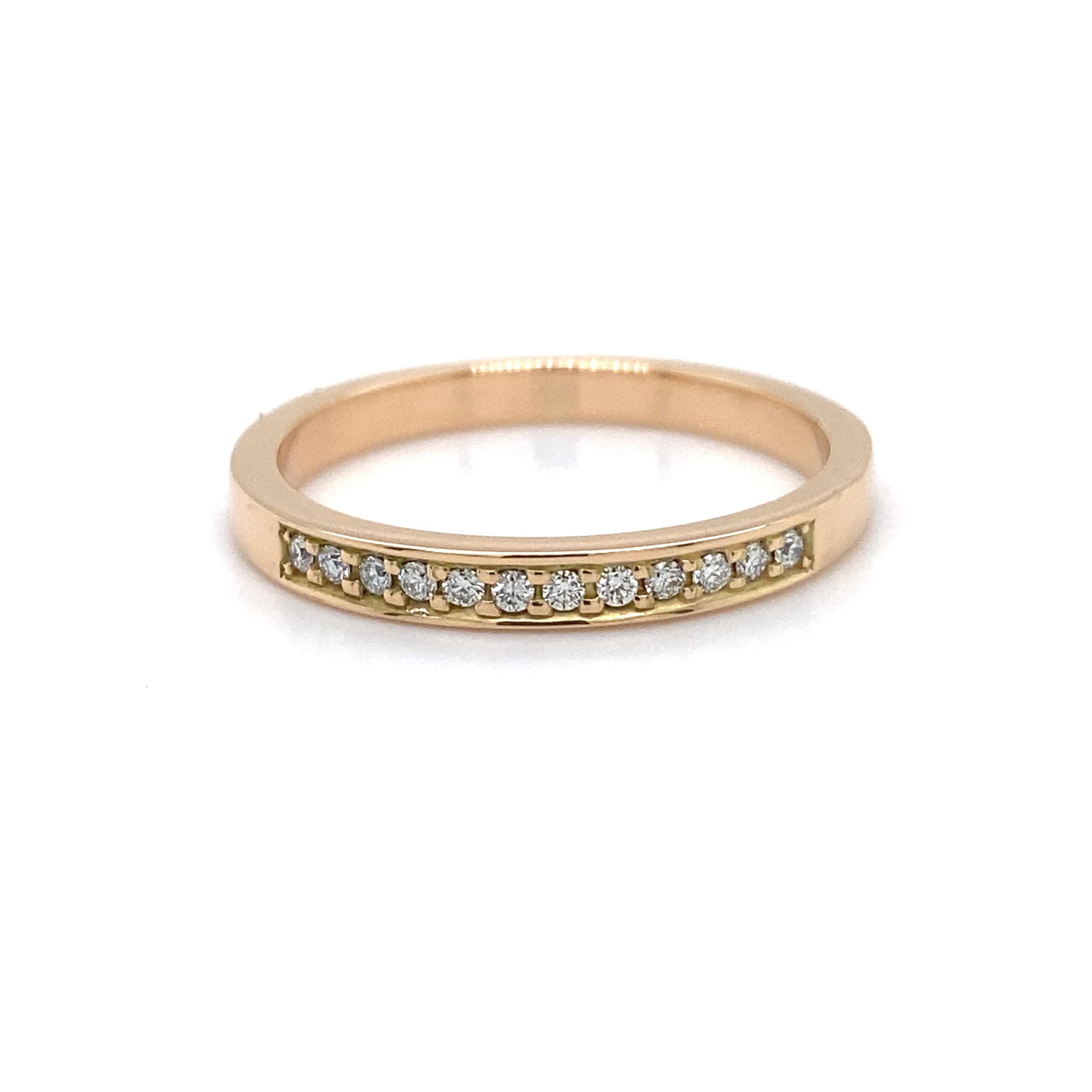 Ring 14K roségoud met briljant 0.12 crt VVS TW