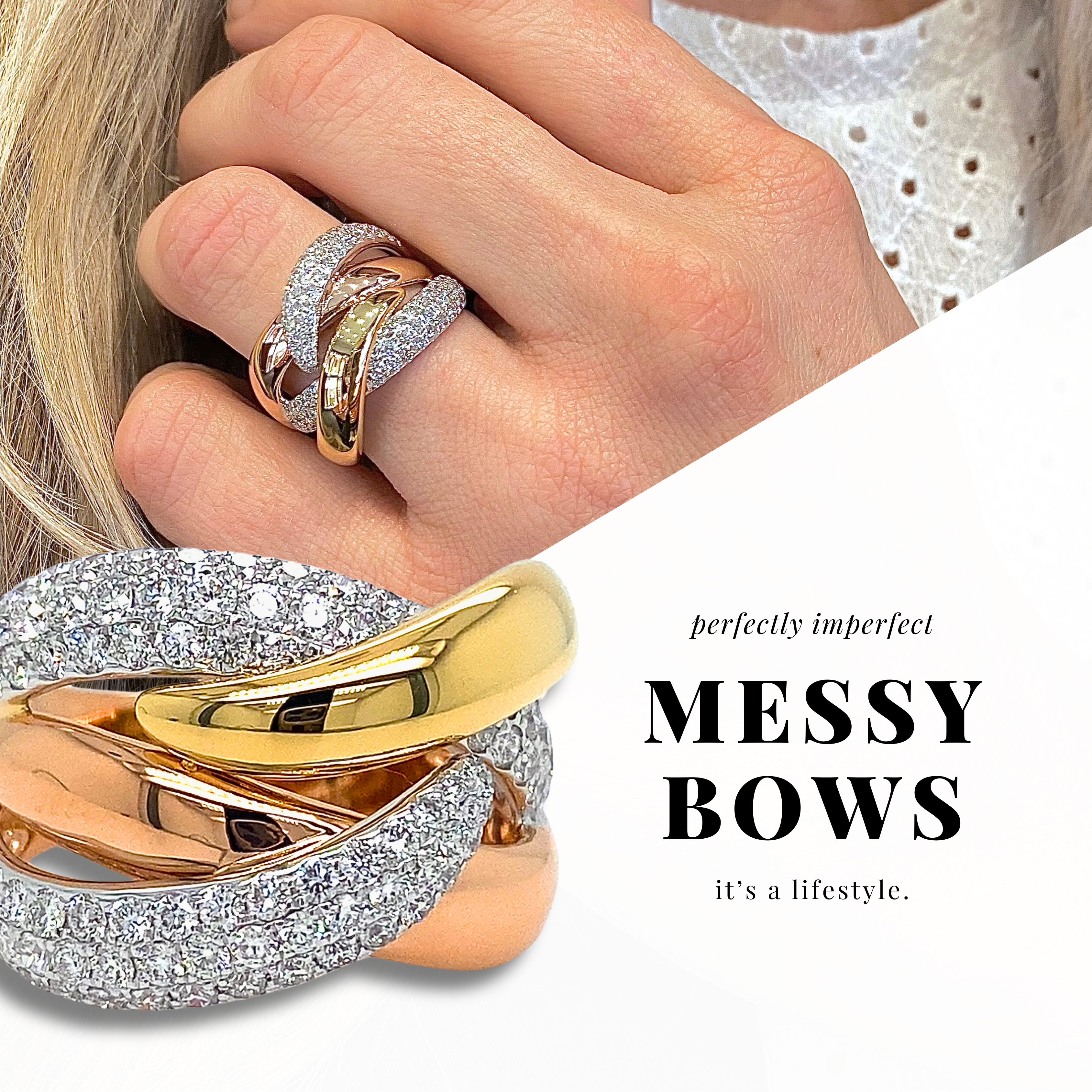 Messy Bows ring 18K Tri-color goud 1.44crt SI W