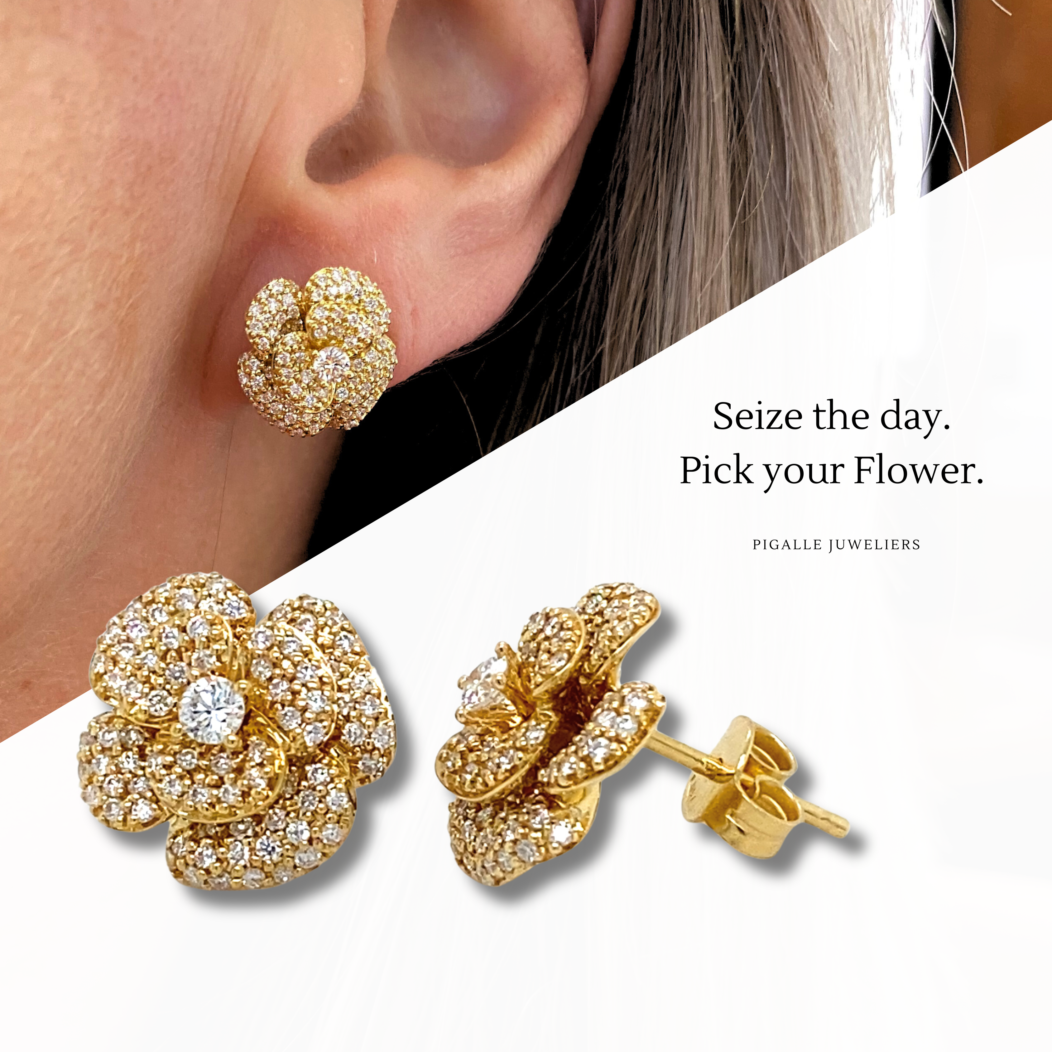 Fleur D'or oorstekers 18K goud 1,08crt SI W
