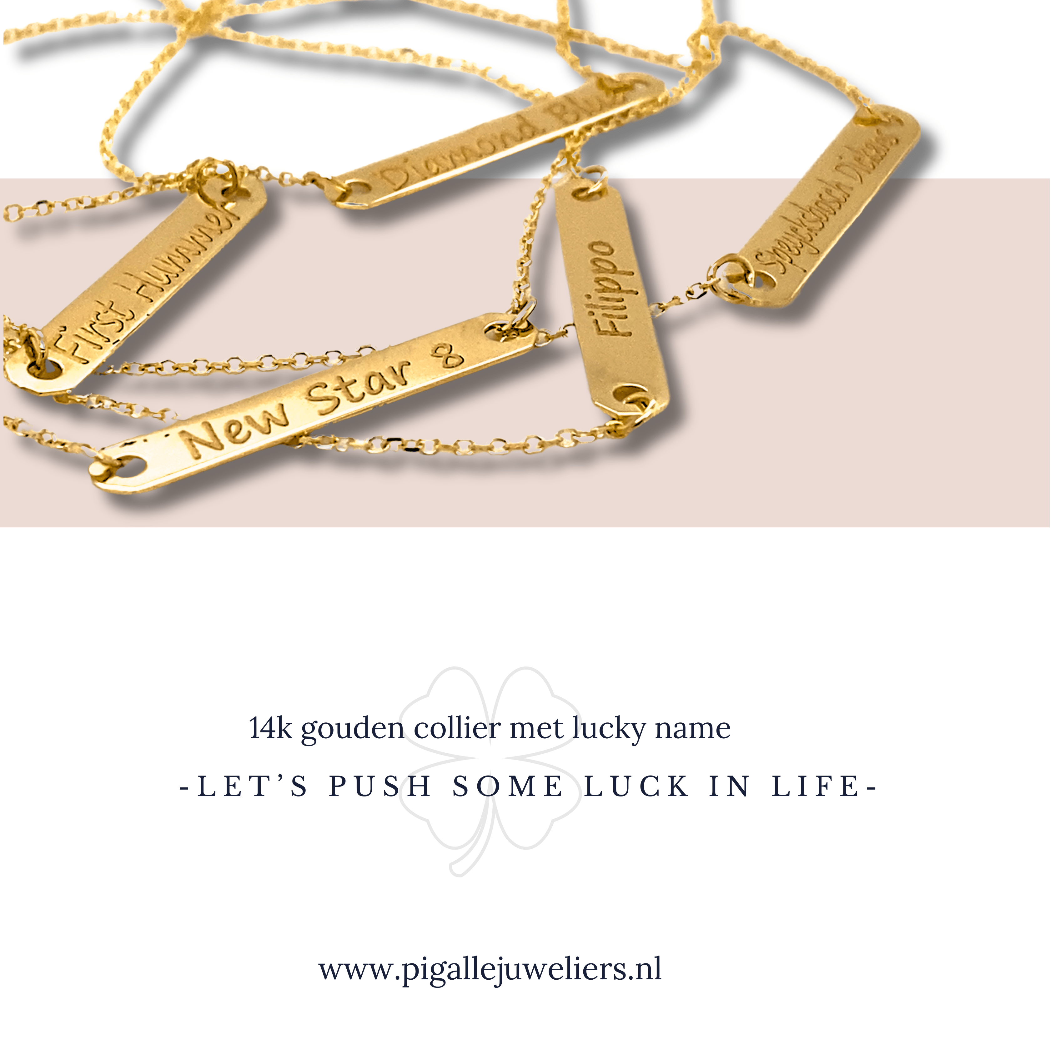 Kettinkje met graveerplaatje incl gravure 14k goud