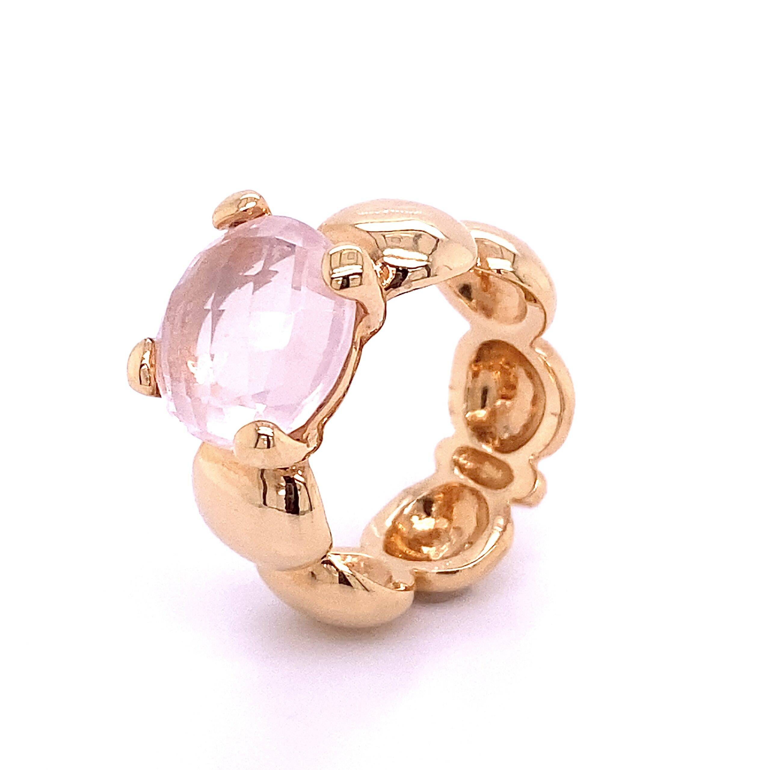 Bolletjering 18K roségoud met rosequartz