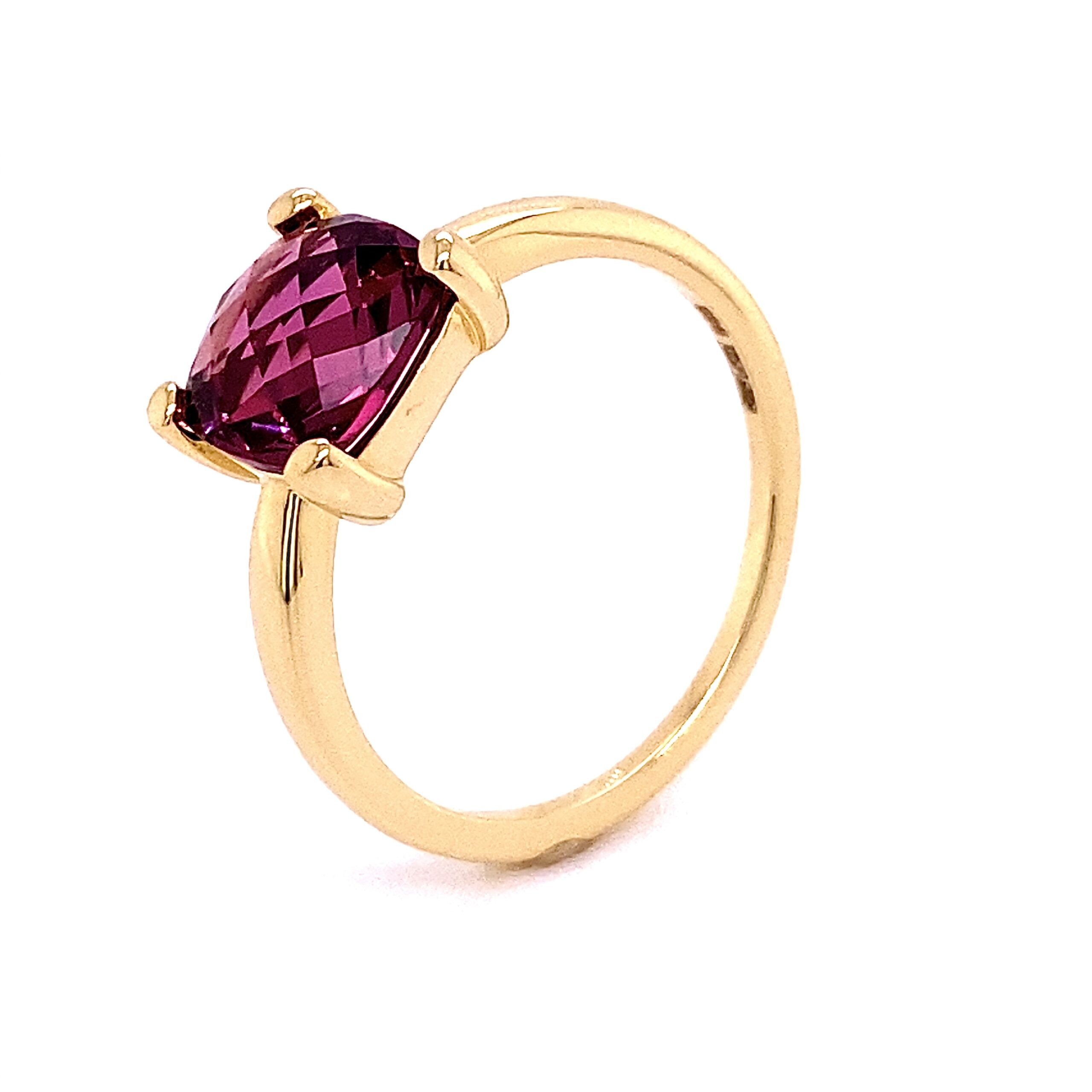 14K Geelgouden ring met Rhodoliet 8mm