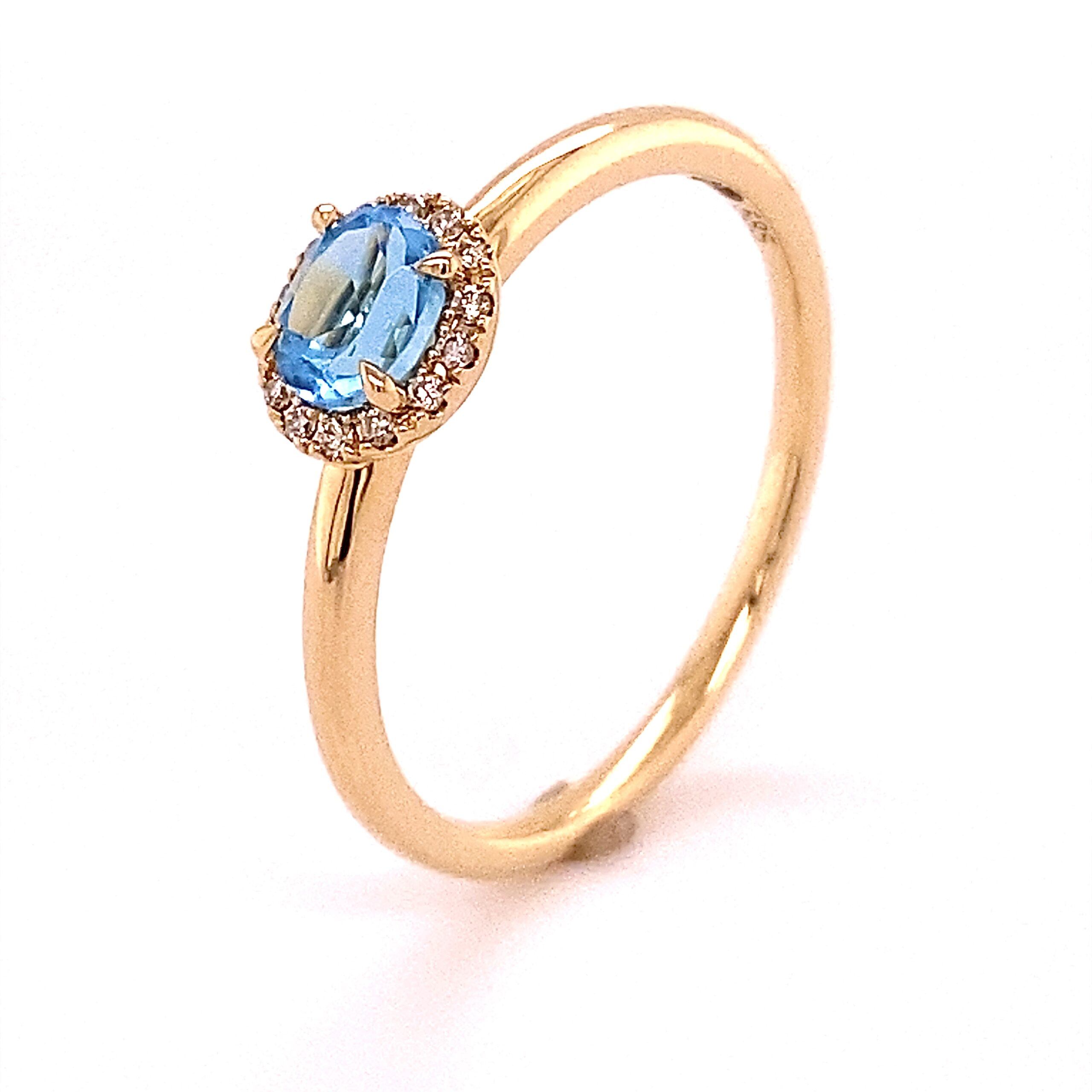 14K Geelgouden ring met Topaas en 0.05crt SIW