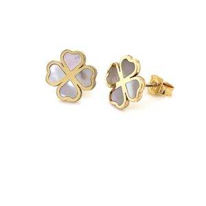 18K geelgouden oorknoppen "Klaver mother Pearl"