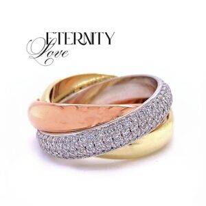 Tricolor ring 14K 1.35crt VVS TW pavé