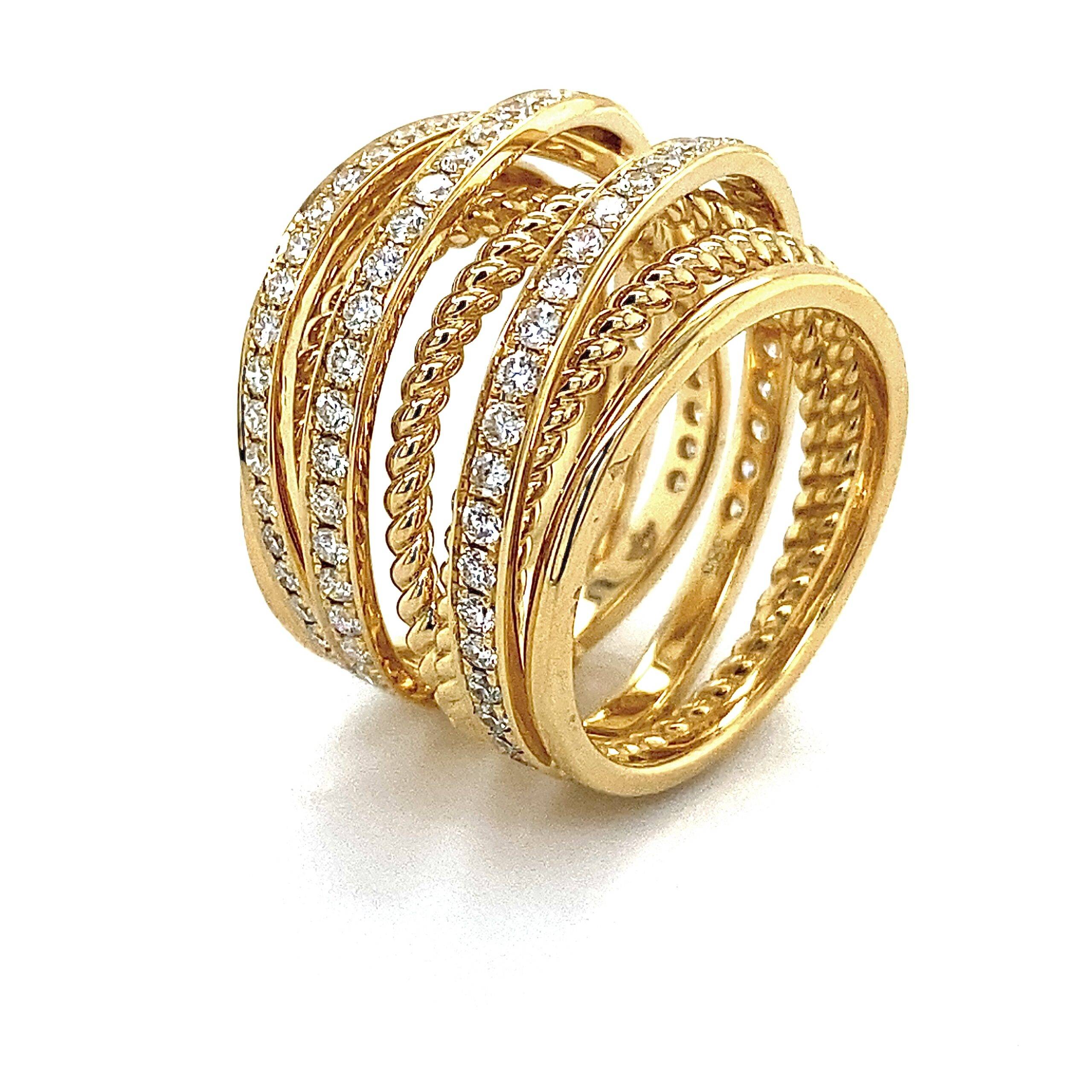Bogenring ‘Ropes of life’ breed geelgoud 14k