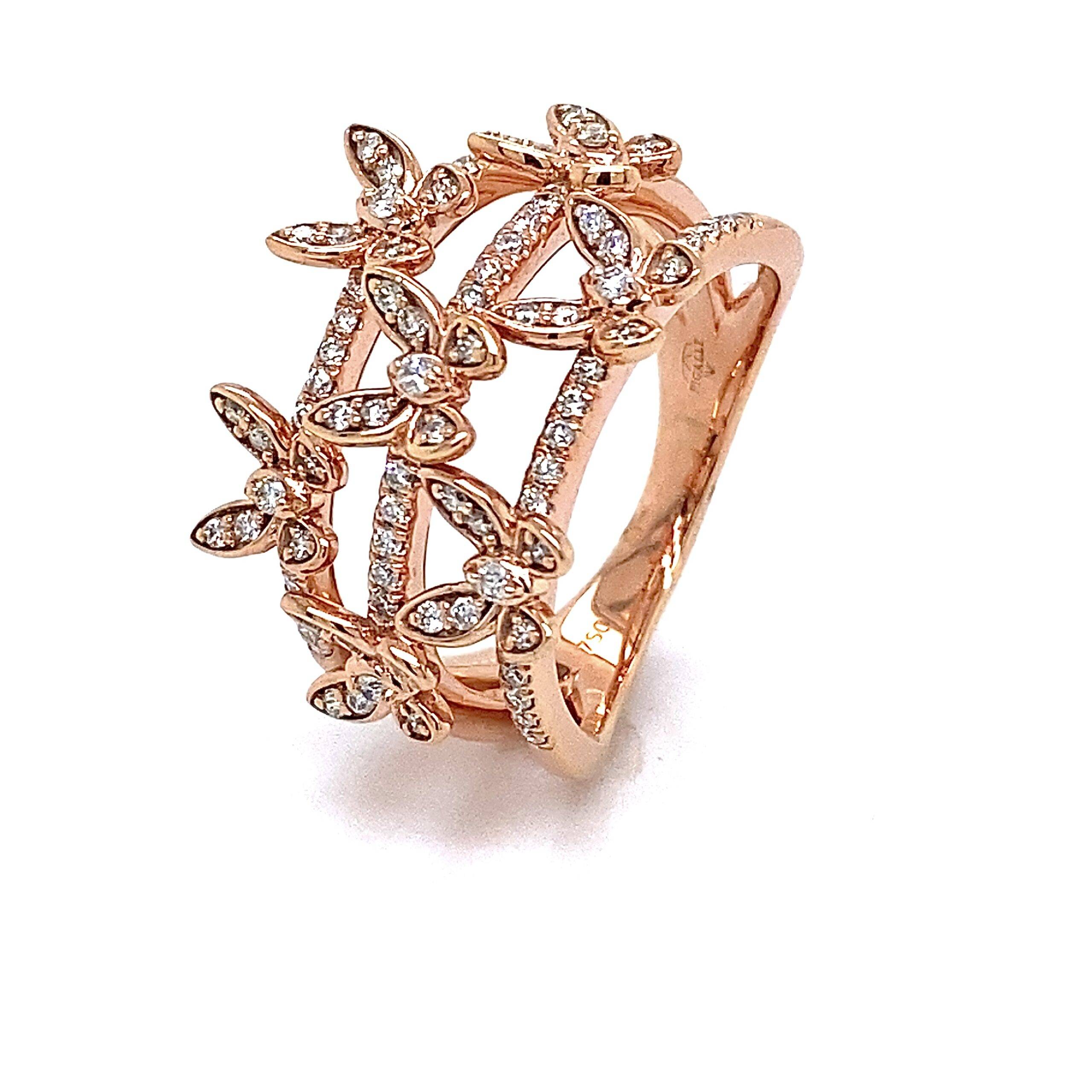 18K roségouden ring Butterfly 0.50crt VS Wesselton