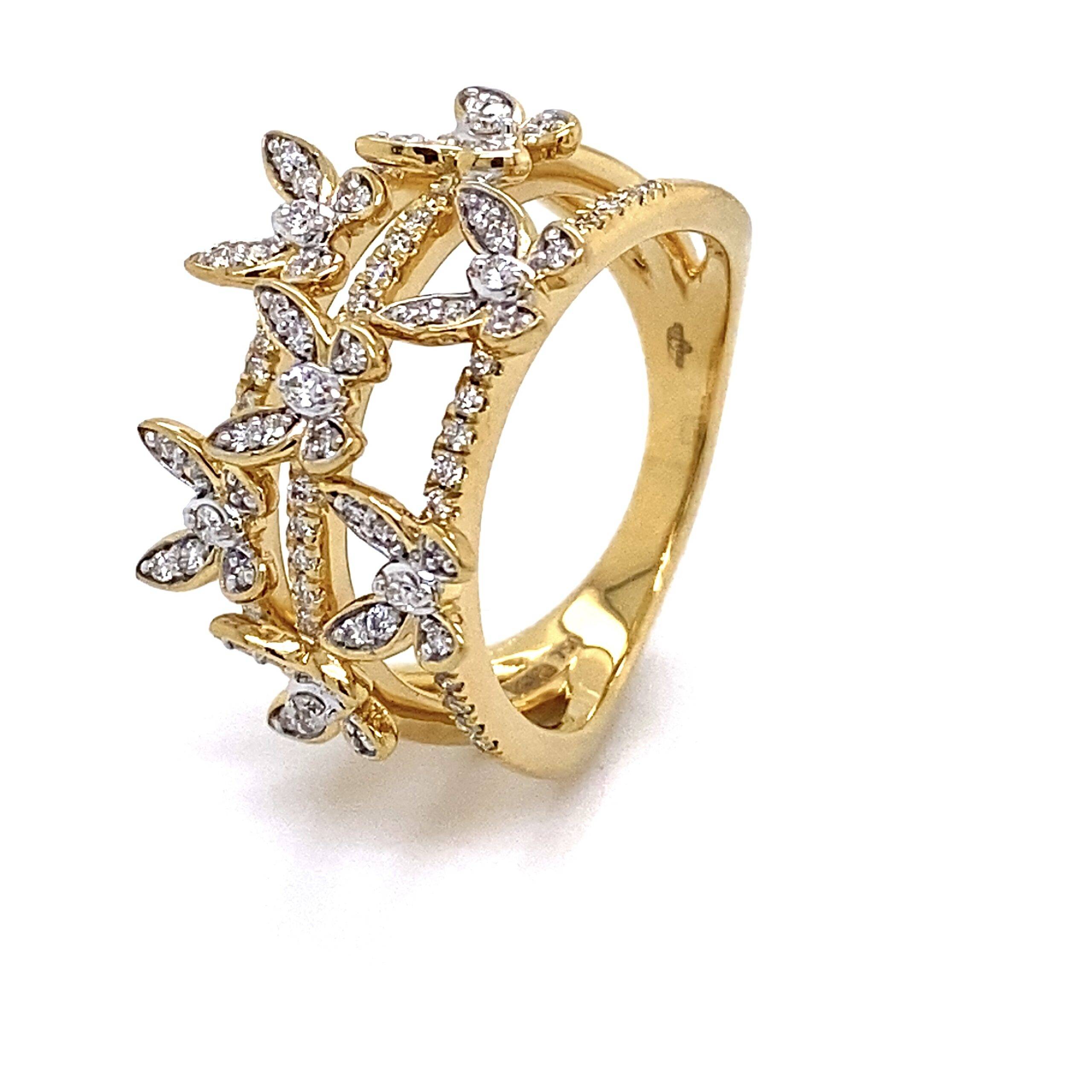 18K geelgouden ring Butterfly 0.50crt VS Wesselton