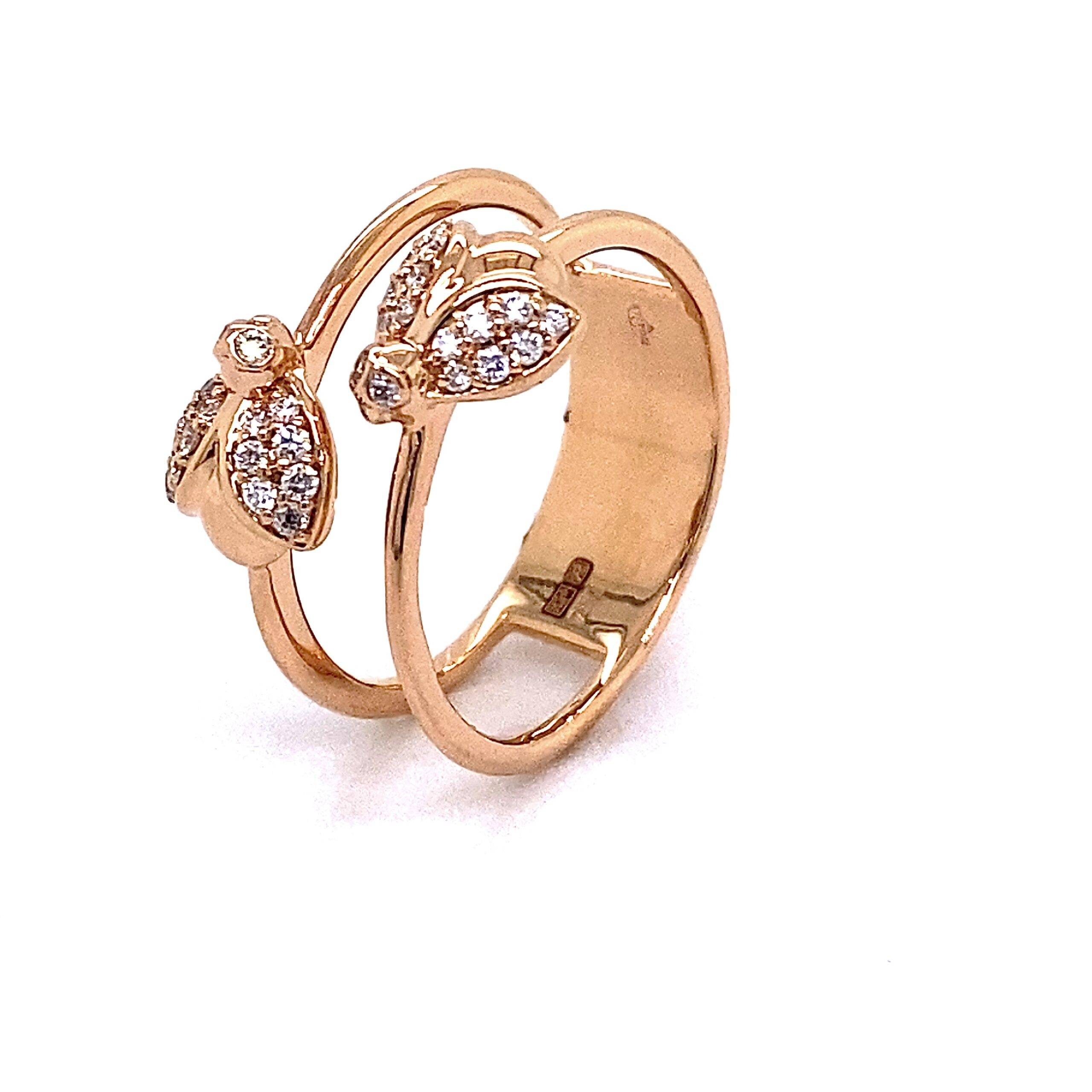 18K roségouden ring Ladybird 0.20crt VS Wesselton