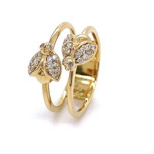 18K geelgouden ring Ladybird 0.20crt VS Wesselton