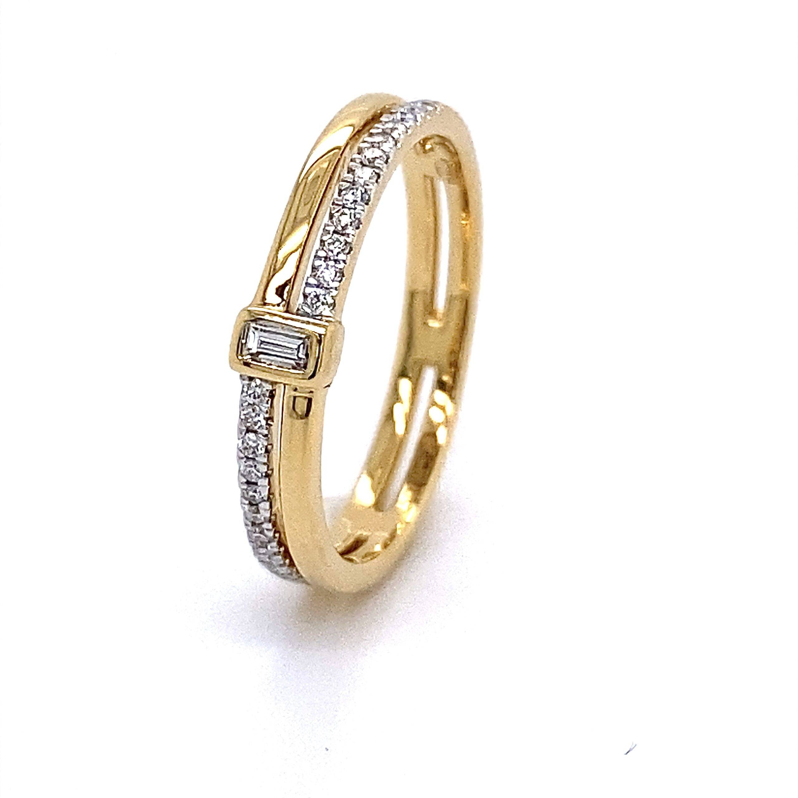 18K geelgouden ring "Dubbel" 0.15crt VS Wesselton