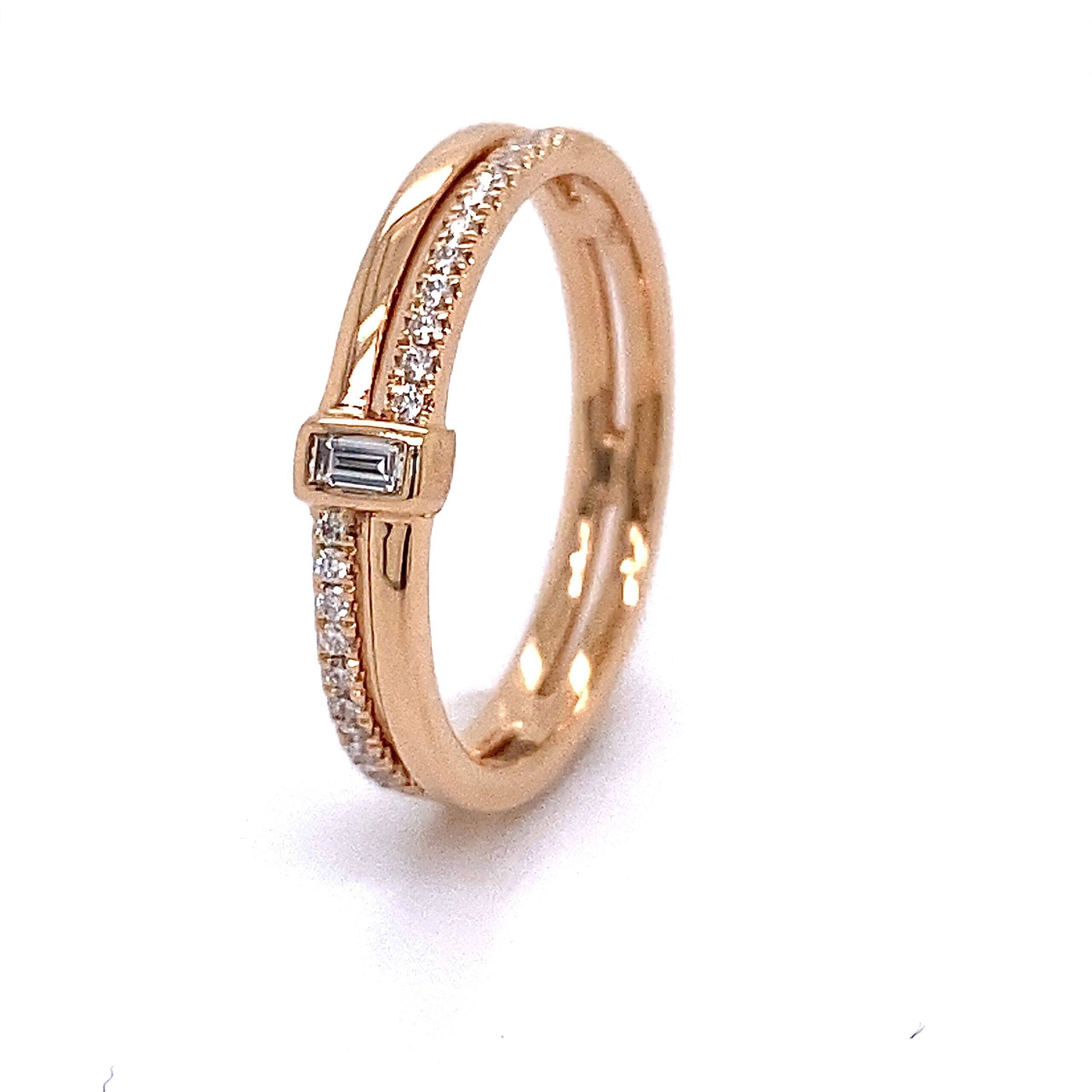 18K roségouden ring "Dubbel" 0.15crt VS Wesselton