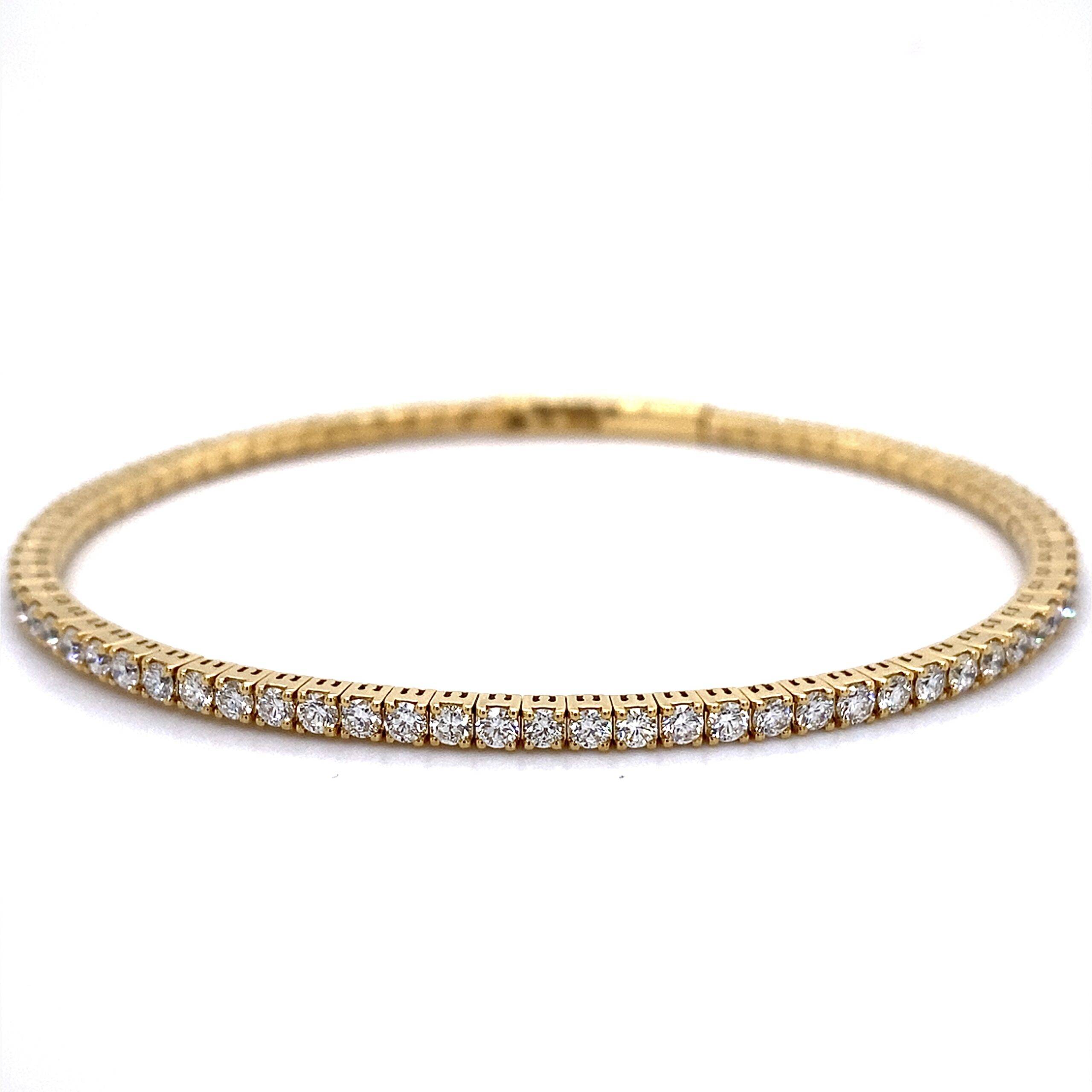 18K geelgouden Tennisarmband flex Bangle 3.00crt VS Wesselton
