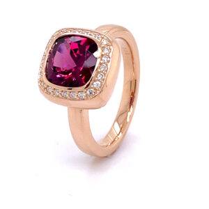 Ring 14K roségoud Rhodioliet-Briljant 0,14crt SI W