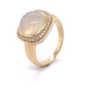 Ring 14K geelgoud Moonstone-Briljant 0.20crt SI W