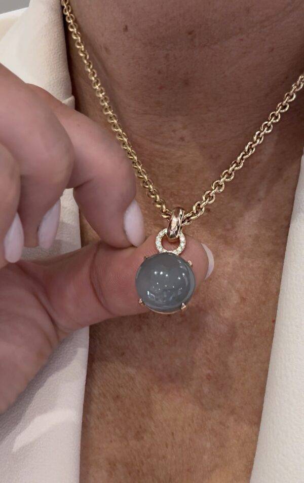Hanger 14k goud met diamant 0.14crt VVS Top Wesselton en Grey Moonstone - Afbeelding 3