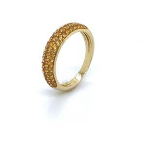 Ring pave citrien 4,5mm breed 14k goud