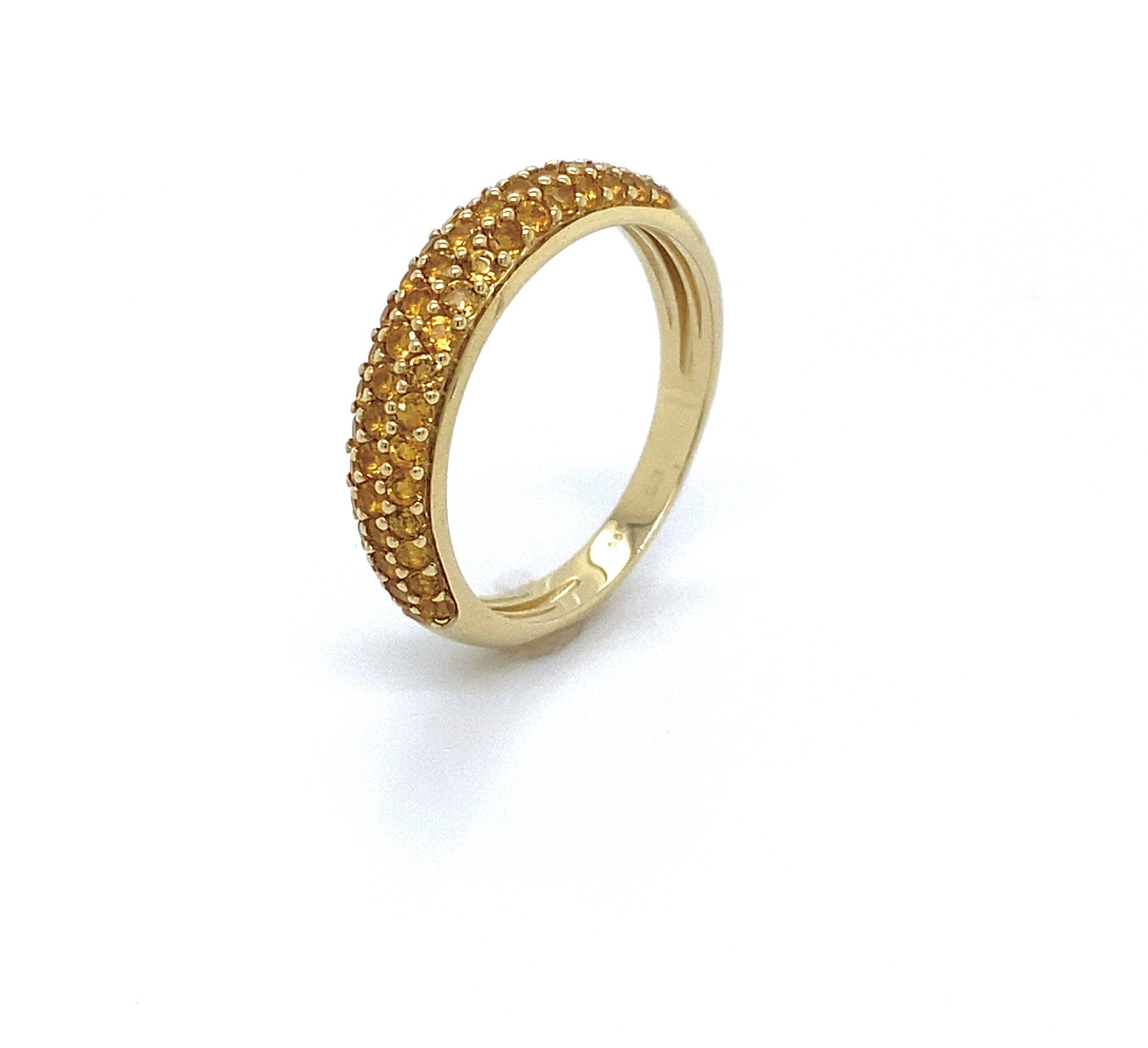 Ring pave citrien 4,5mm breed 14k goud