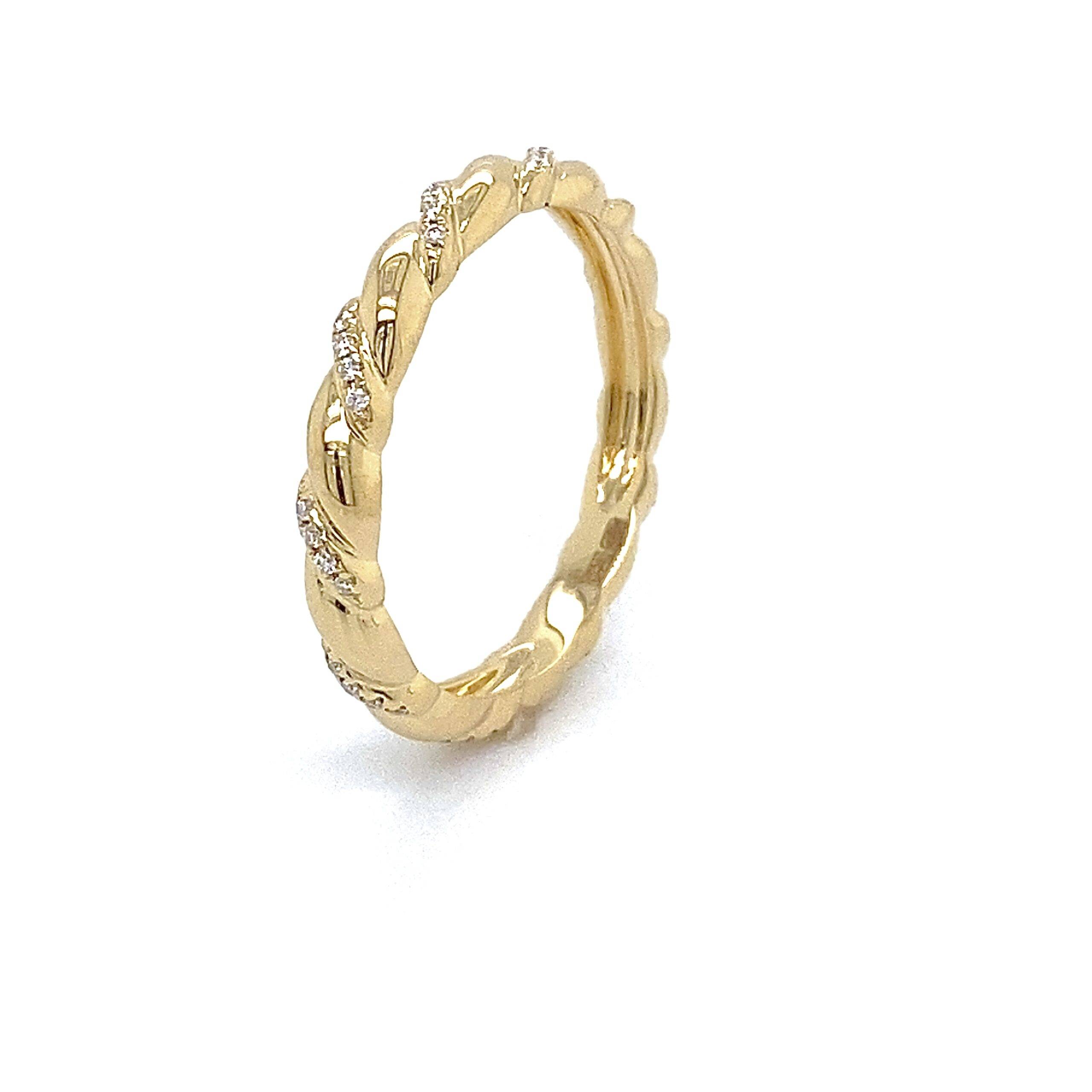Twist ring met diamant 0.09crt Si Wesselton 14k goud