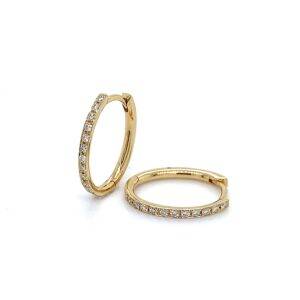 Creolen diamant ovaal 17mm 0.23crt si wesselton 14k goud