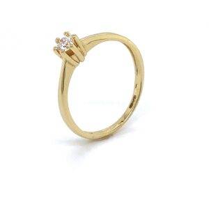 Solitair ring 14k geelgoud 6poot 0.25crt SI W