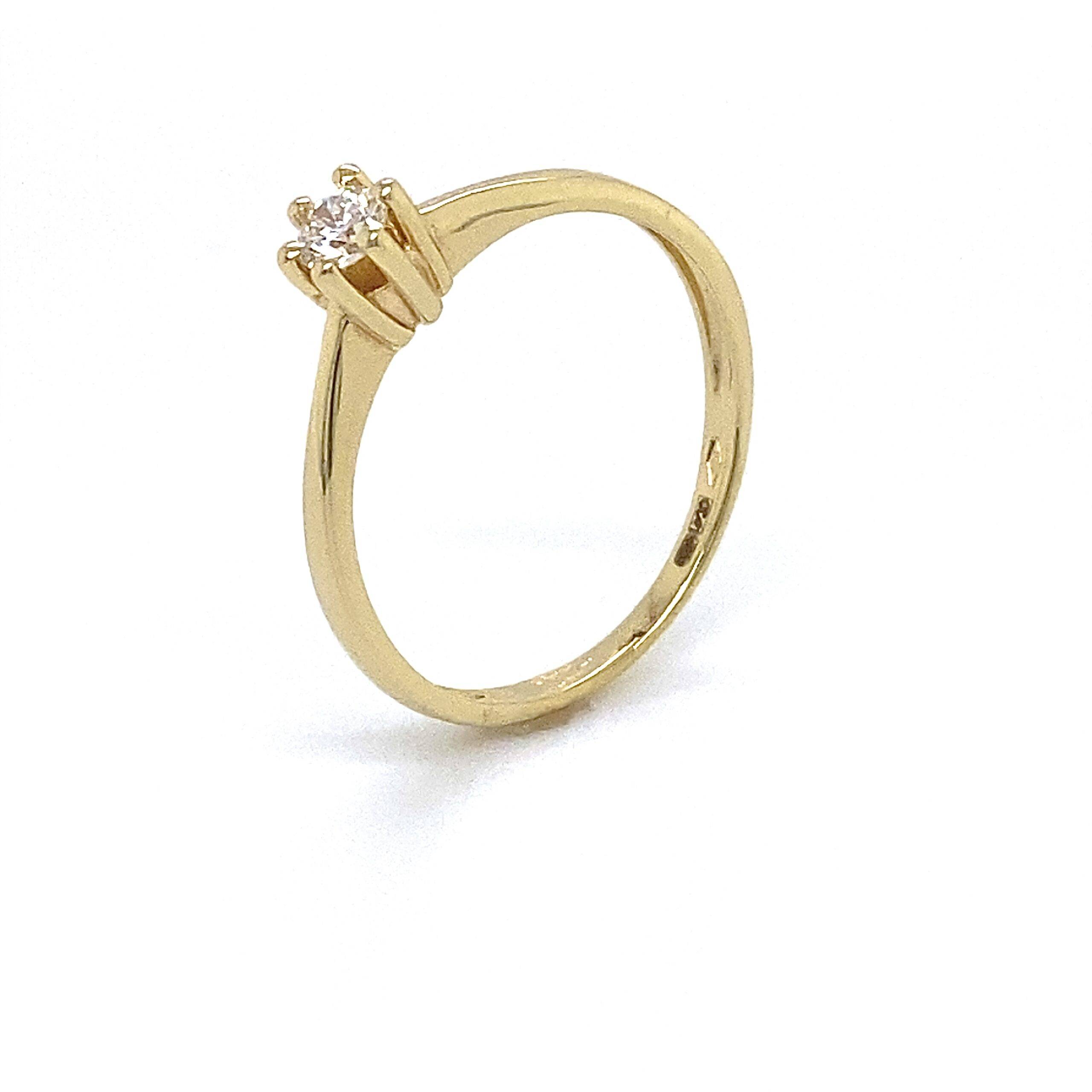 Solitair ring 14k geelgoud 6poot 0.25crt SI W