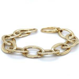 Armband ovaal platte schakel 14k geelgoud