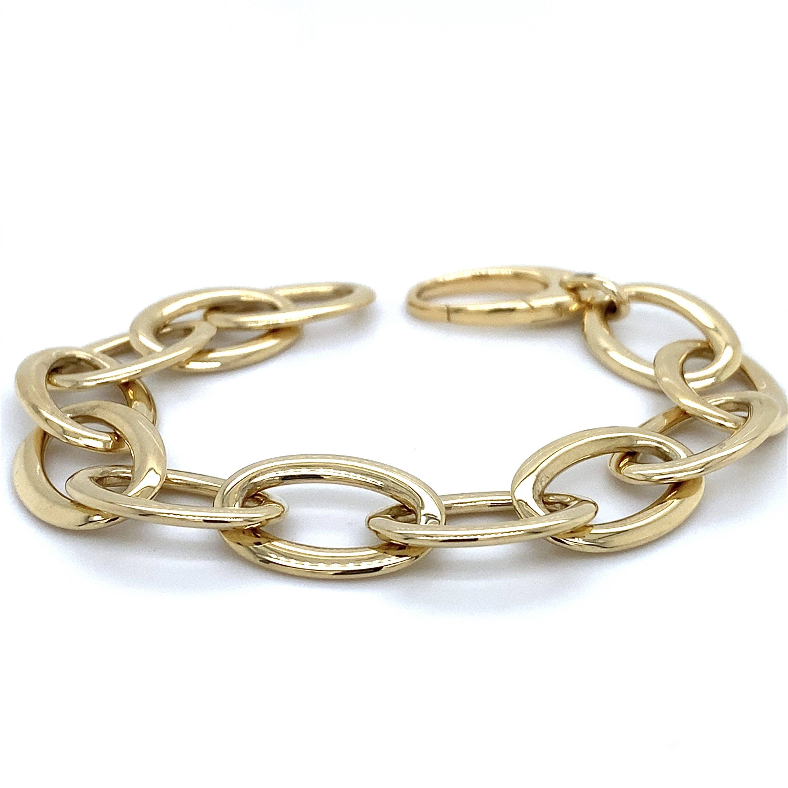 Armband ovaal platte schakel 14k geelgoud