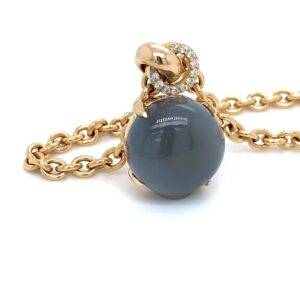 Hanger 14k goud met diamant 0.14crt VVS Top Wesselton en Grey Moonstone