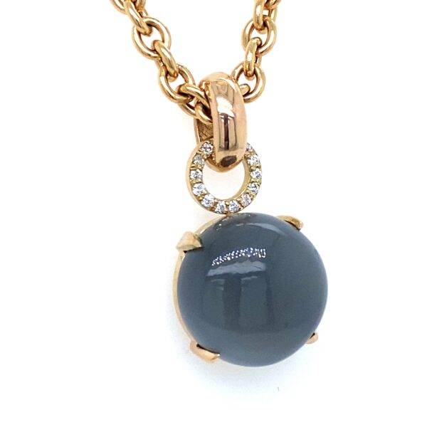 Hanger 14k goud met diamant 0.14crt VVS Top Wesselton en Grey Moonstone - Afbeelding 4