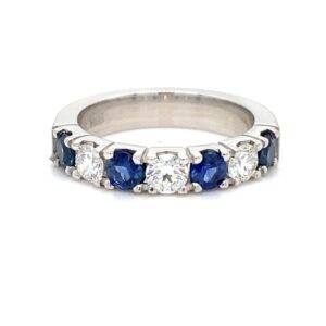 14K Witgouden alliancering met 4x Royal Blue saffier