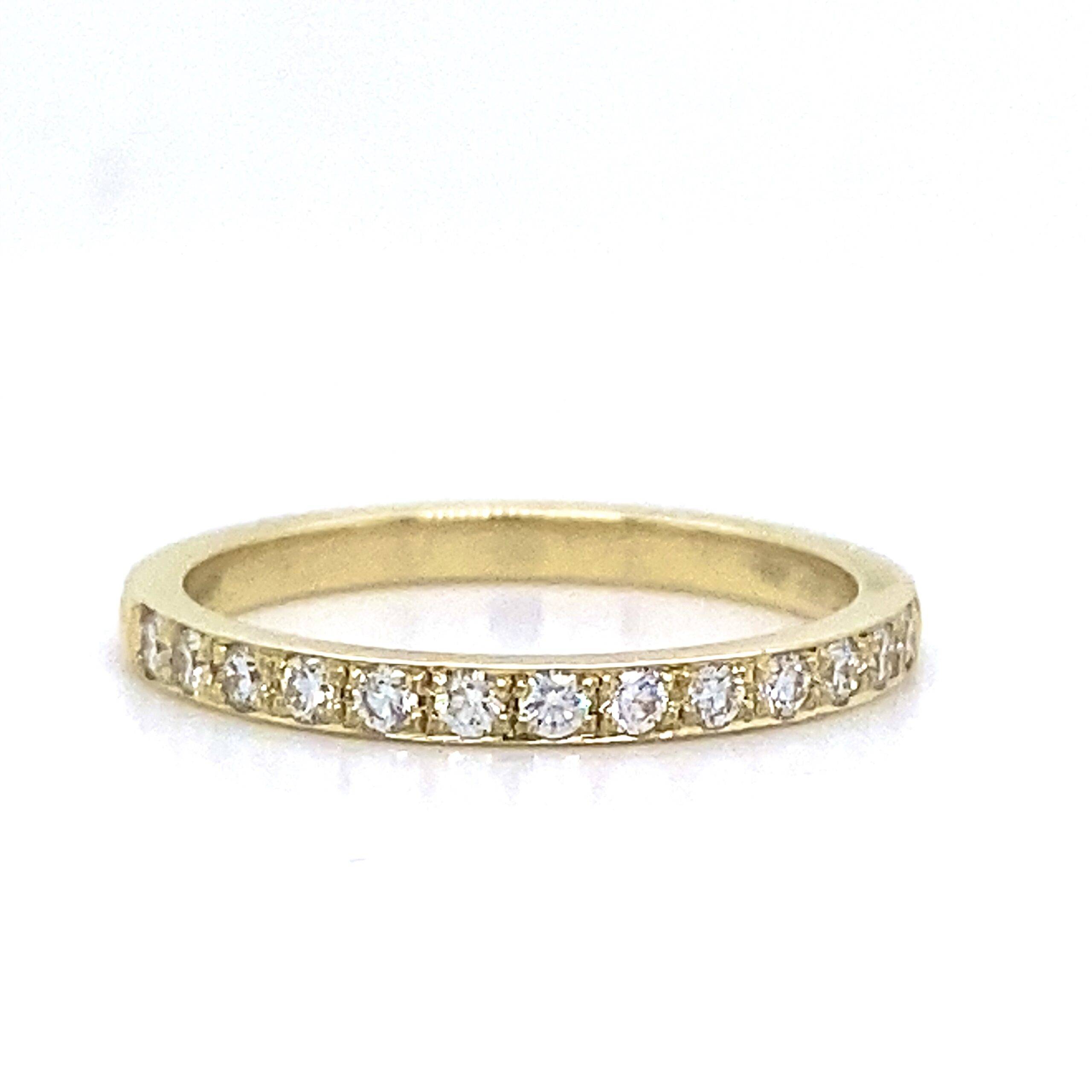 14K Geelgouden ring met 0.26crt VVS Top Wesselton ( 13x 0.02crt )