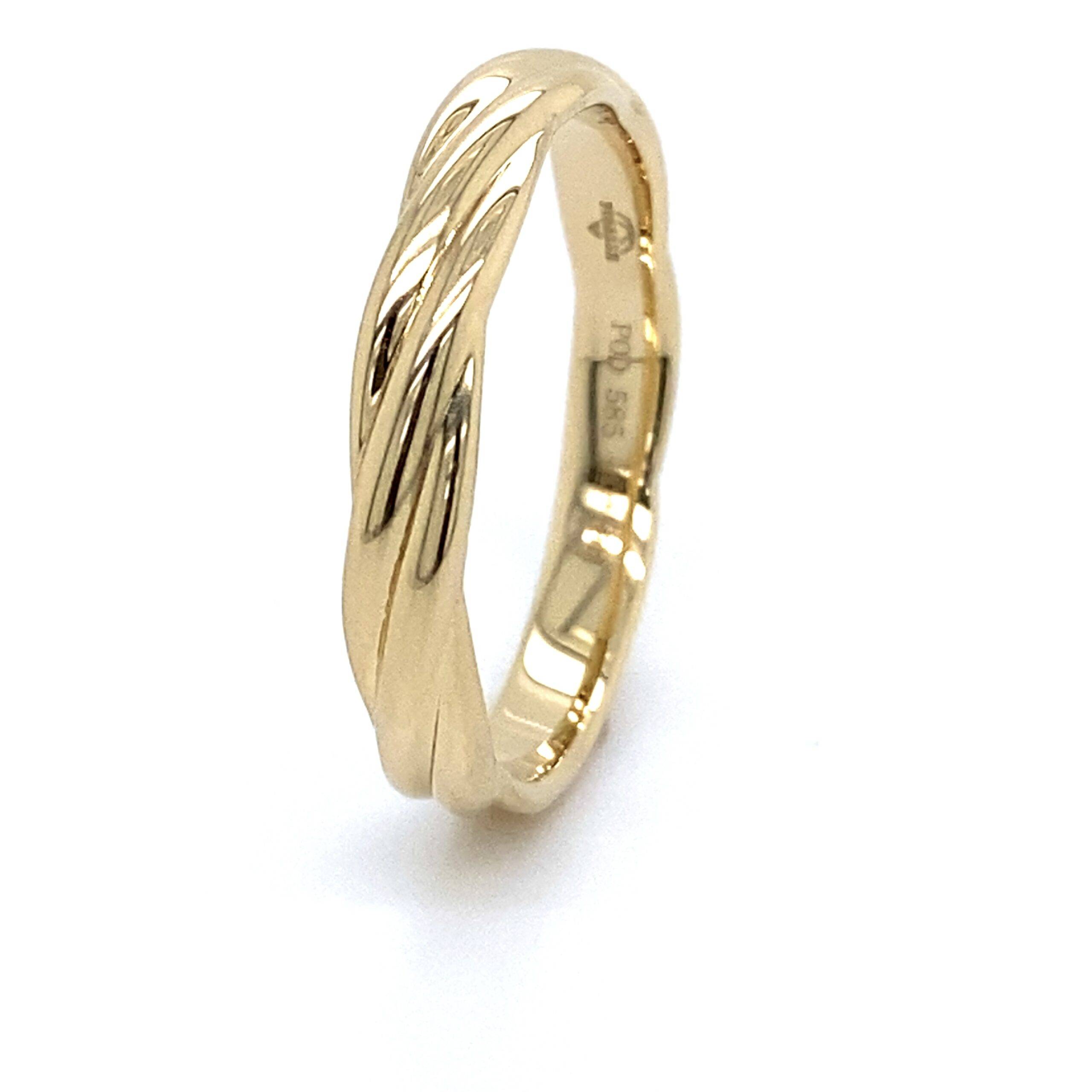 14K geelgouden herenring "Twisted"