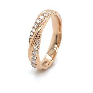 14K roségouden ring "Twisted" met briljant 0,45crt SI Wesselton