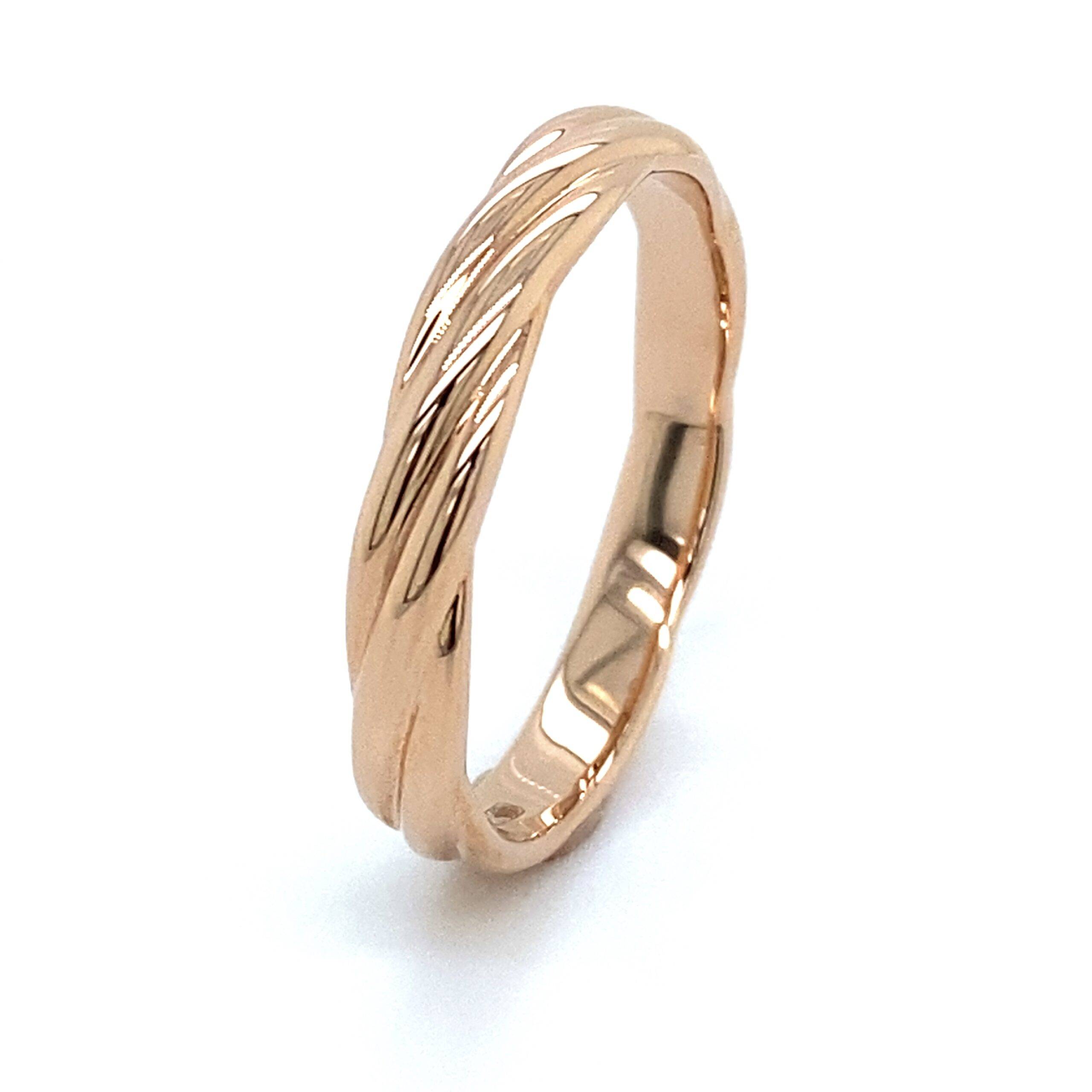 14K roségouden herenring "Twisted"