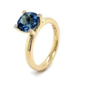 Ring LondonBlue Topaas 14k geelgoud- briljant