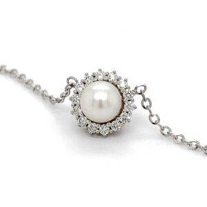 COMING SOON! 14K witgouden collier met parelhanger en briljant