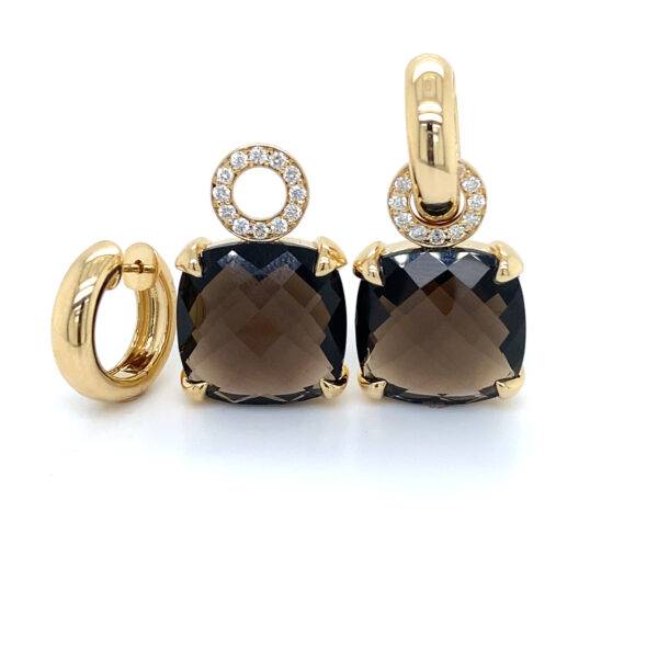 Pigalle's collection 14k gouden hanger met rookquartz en diamant 0.19crt vsw - Afbeelding 4