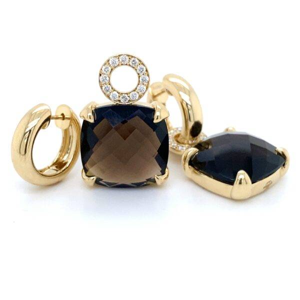 Pigalle's collection 14k gouden hanger met rookquartz en diamant 0.19crt vsw - Afbeelding 3