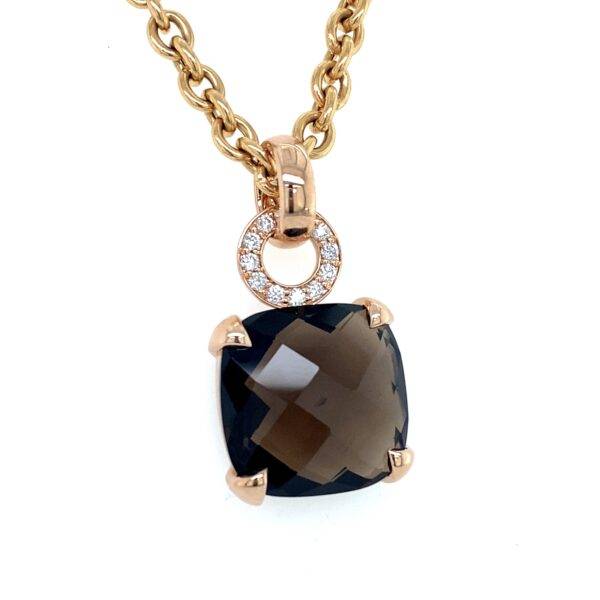 Pigalle's collection 14k rosé gouden oorbellen met rook quartz en diamant - Afbeelding 3
