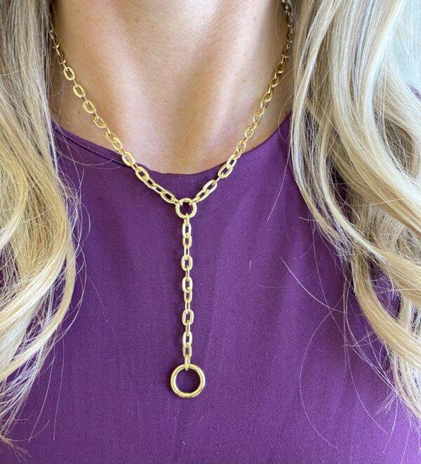 18K Geelgouden Y collier met ring - Afbeelding 2