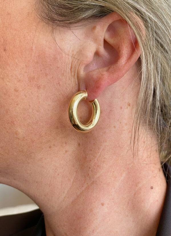 14K Geelgouden creolen 6x27mm rond - Afbeelding 2