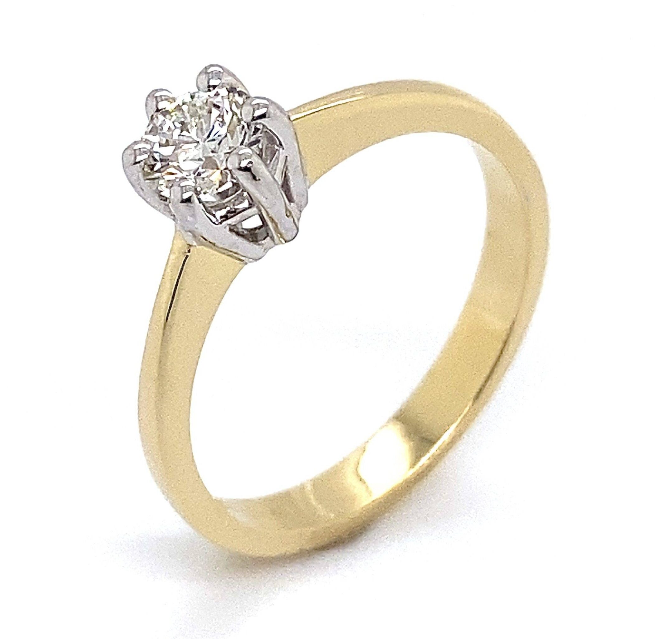 Solitair ring 14K geelgoud 6 poot toelopende band 0.50 crt VVS TW