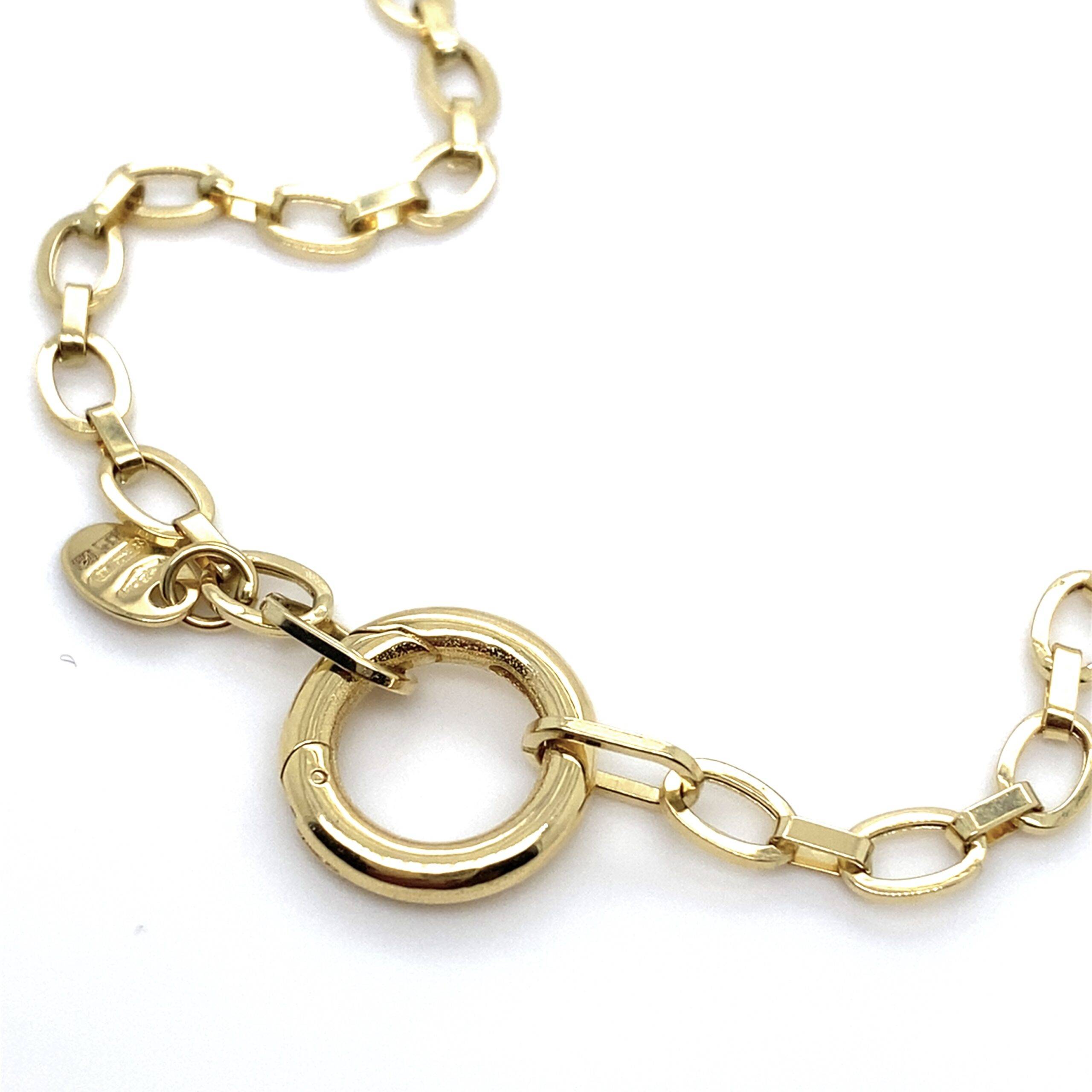 18K Geelgouden collier met middenring, 45cm