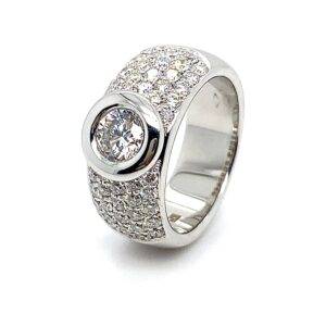 Ring 18K witgoud en briljant 1.25 crt
