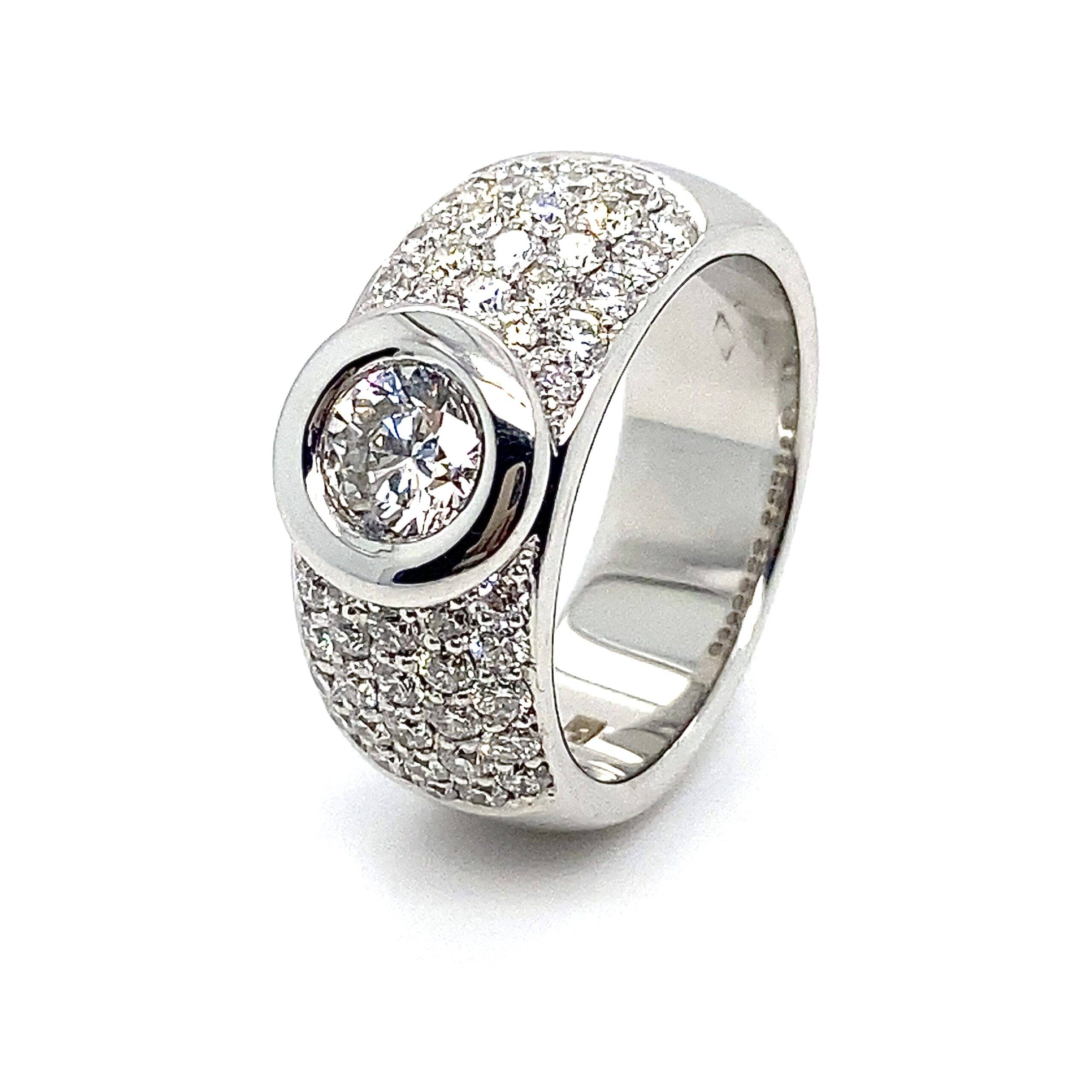 Ring 18K witgoud en briljant 1.25 crt