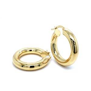 14K Geelgouden creolen 5x25mm rond