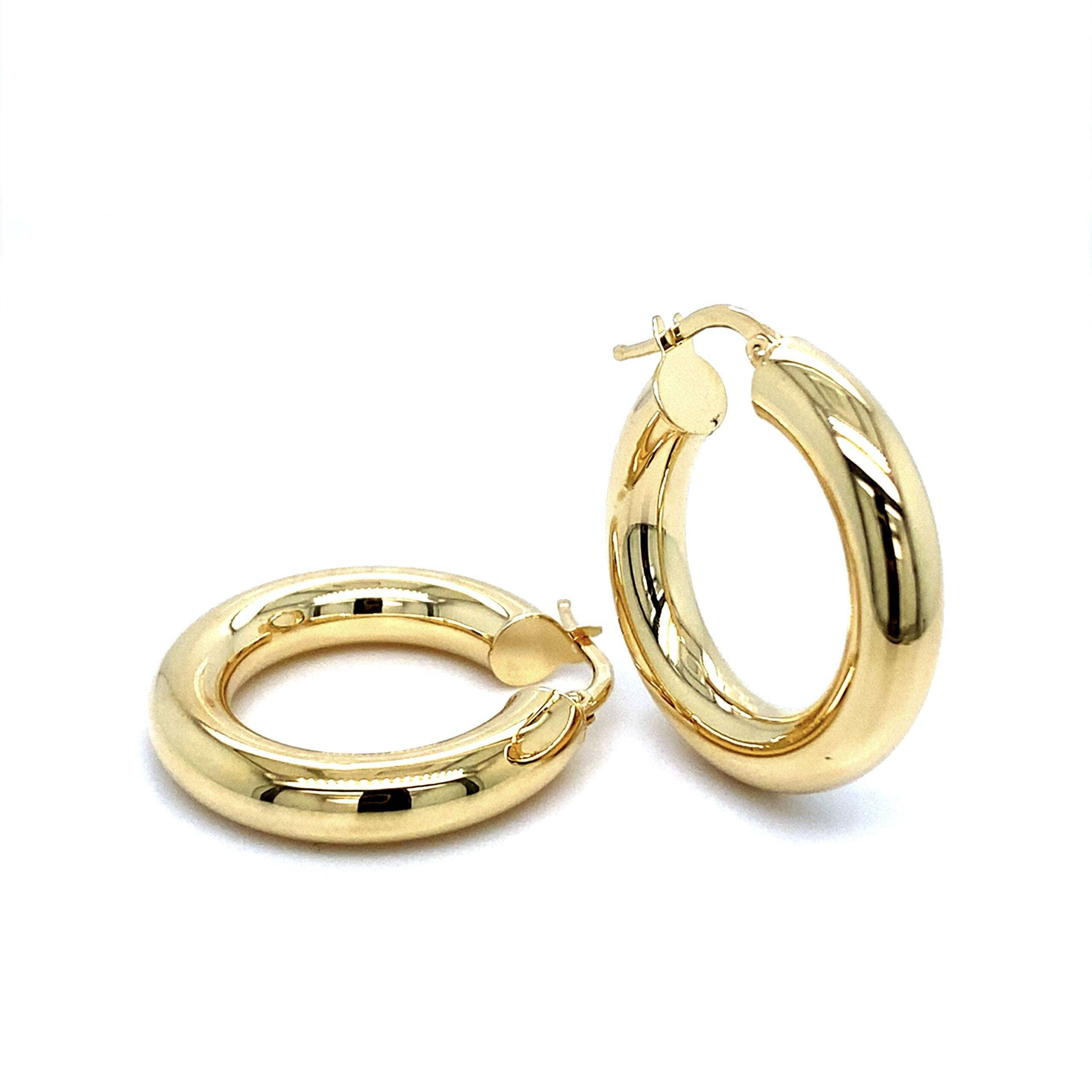 14K Geelgouden creolen 5x25mm rond